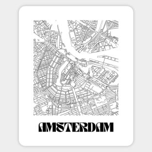 Retro Map of Amsterdam Minimalist Line Drawing Sticker